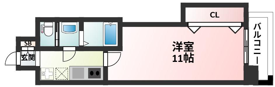 LUXE新大阪イーストII(1K/8階)の間取り写真