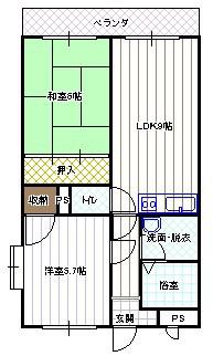 プライムハイム(2LDK/4階)の間取り写真