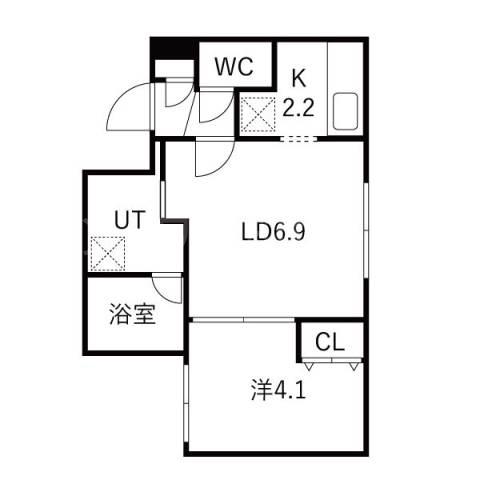 シティプレミア新道東(1LDK/1階)の間取り写真