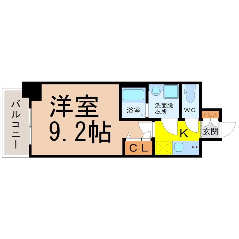 プレサンス栄フェル(1K/13階)の間取り写真