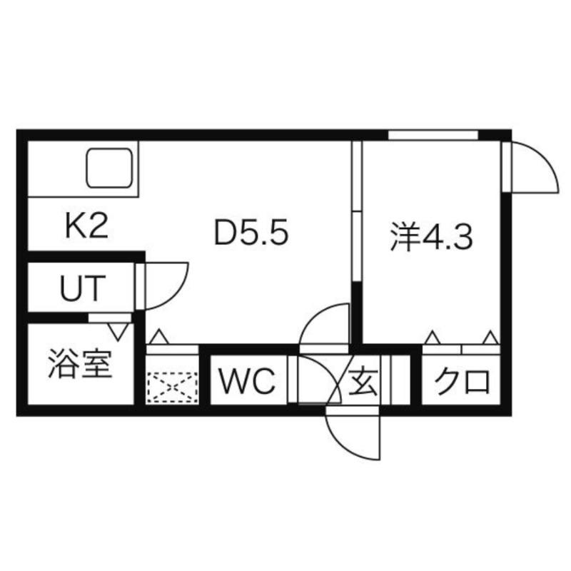 FLATS LIDO 菊水(1DK/2階)の間取り写真