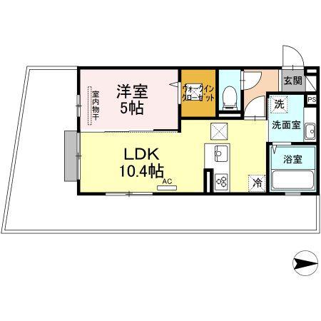 アルカンシェル 益城(1LDK/1階)の間取り写真