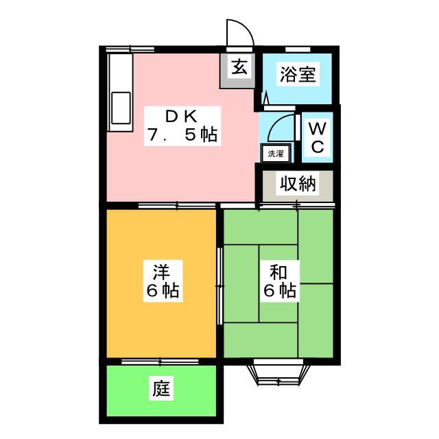 プランドール(2DK/1階)の間取り写真