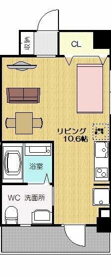 BBコート姪浜(ワンルーム/4階)の間取り写真