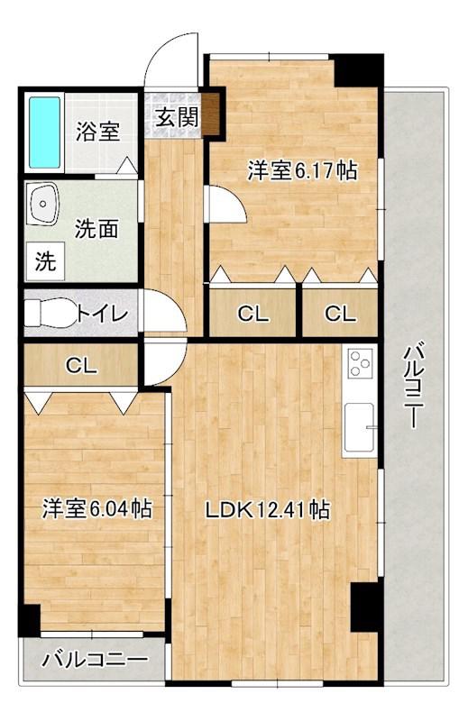 K・T・M・Jビル(2LDK/4階)の間取り写真