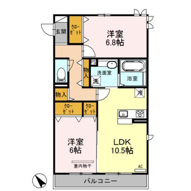 エクセル・TM(2LDK/3階)の間取り写真