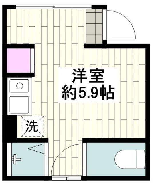 ハートコート東白楽(ワンルーム/1階)の間取り写真