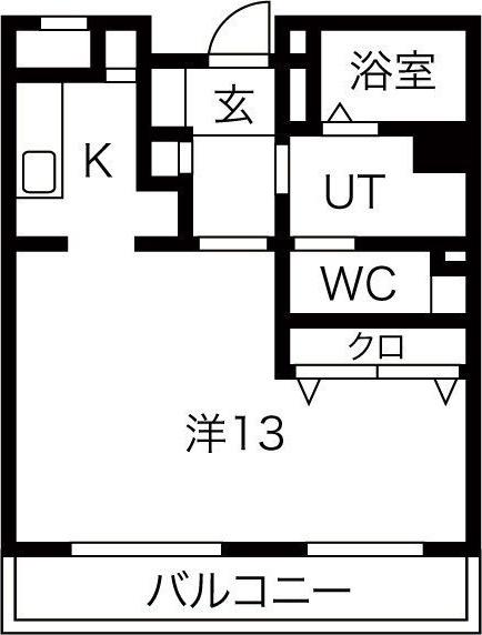 向陽町レジデンス(1K/4階)の間取り写真