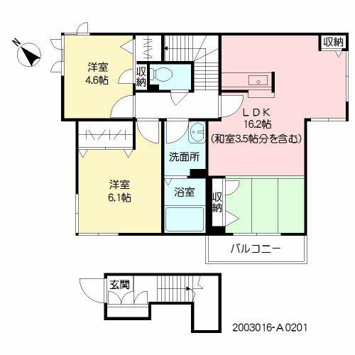 カーサ フローラ(2LDK/2階)の間取り写真