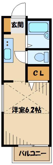 イーストフォレスト(1K/2階)の間取り写真