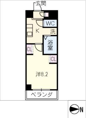 グランディア平安通(1K/3階)の間取り写真