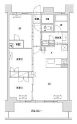 八王子レジデンス(2SLDK/13階)の間取り写真