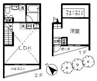 フィリス二俣川(1LDK/1階)の間取り写真