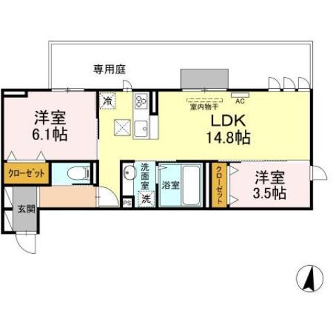 フースヒュッゲA棟(2LDK/1階)の間取り写真