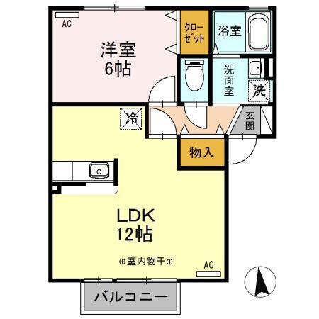 プラザハイツA(1LDK/2階)の間取り写真