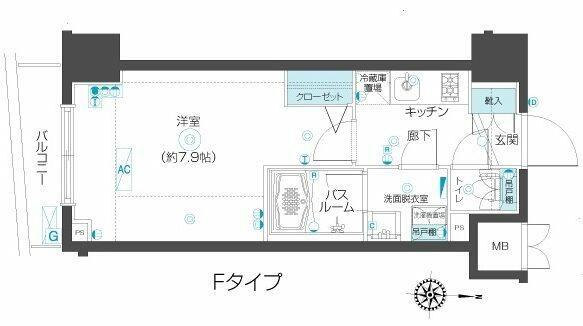 ZOOM市谷本村町(1K/3階)の間取り写真
