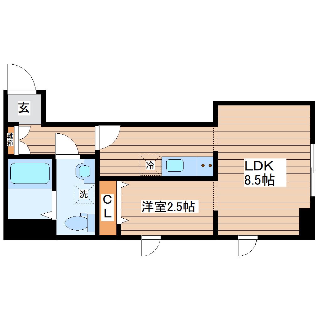 CRESCENT 台原(1LDK/1階)の間取り写真
