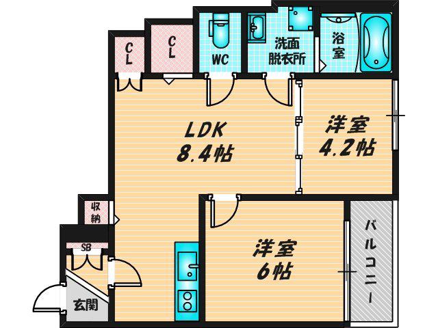 F ASECIA BONHEUR(2LDK/3階)の間取り写真