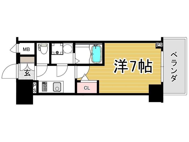 エスリード阿波座ラグジェ(1K/3階)の間取り写真