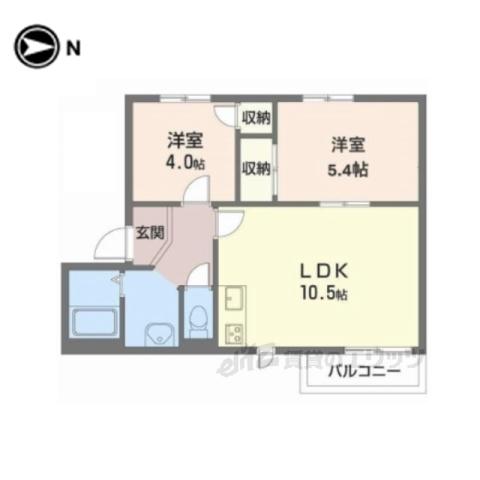 グリーンコーポ A・B(2LDK/1階)の間取り写真