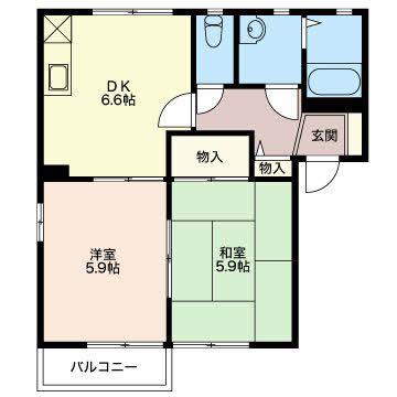 ラポール・カイト A(2DK/2階)の間取り写真
