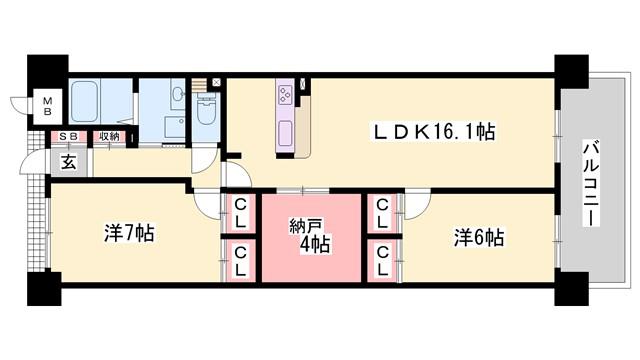 キャッスルコート東雲(2LDK/2階)の間取り写真