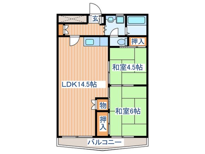 成田ハイツ(2LDK/2階)の間取り写真