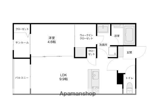 アフレンシア(1LDK/2階)の間取り写真
