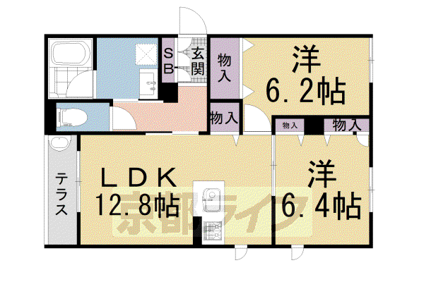 CIEL岩倉(2LDK/1階)の間取り写真