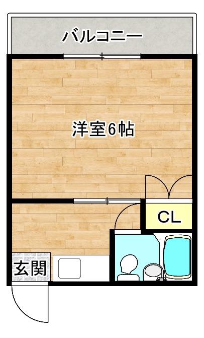 ロイヤル大池橋(1DK/2階)の間取り写真