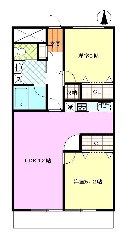 平和台第2ファミリーマンション(2LDK/1階)の間取り写真