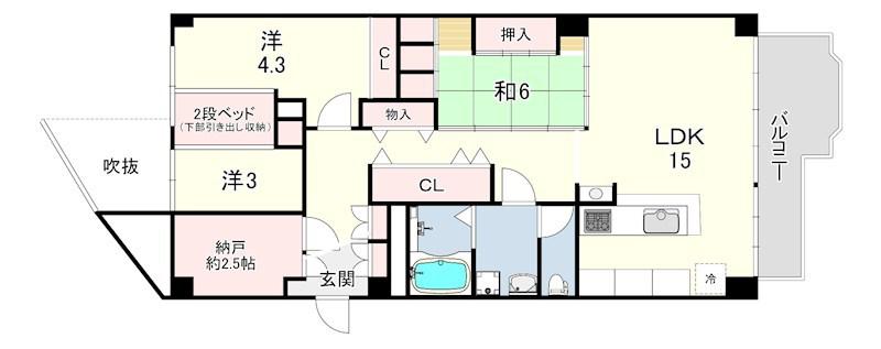 岡本エクセル(3LDK/2階)の間取り写真