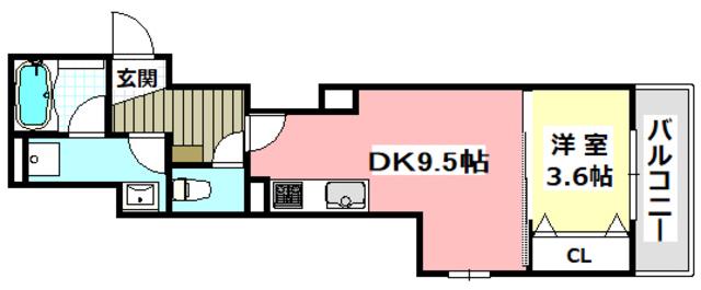 シャーメゾン園田町(1DK/2階)の間取り写真