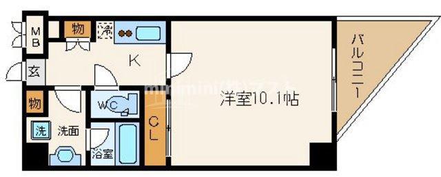 ビエラコート内久宝寺(1K/9階)の間取り写真