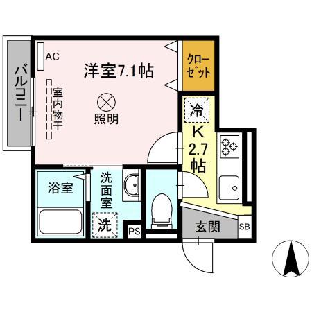 ブランノワール(1K/2階)の間取り写真