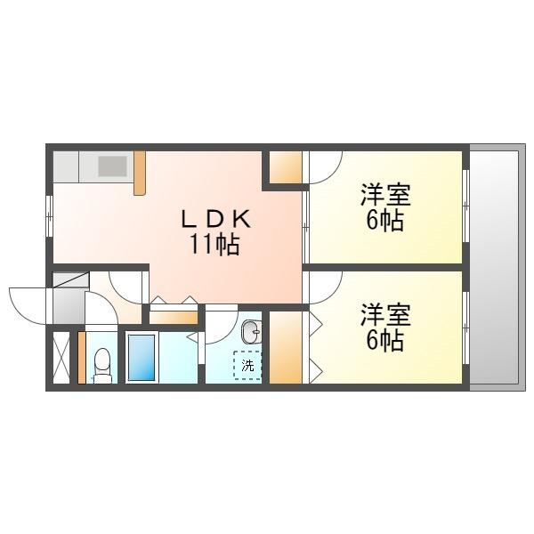 シティーハイムみなみ(2LDK/2階)の間取り写真