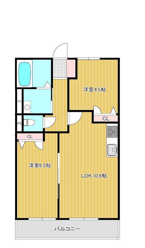 PLUME(2LDK/3階)の間取り写真