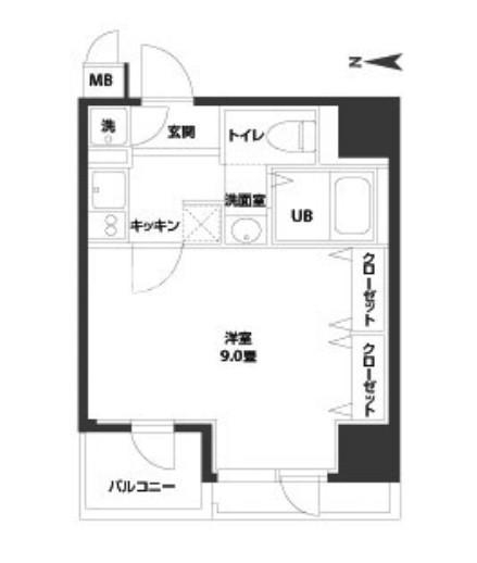 ルクレ西長堀(1K/13階)の間取り写真