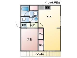 MATSUMOMENT桜井II(1LDK/3階)の間取り写真
