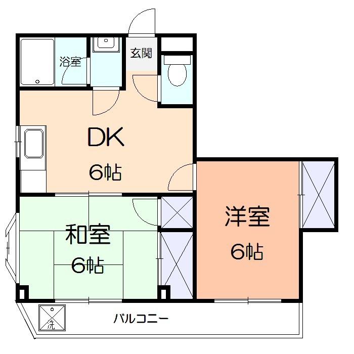 コーポレーションU(2DK/3階)の間取り写真