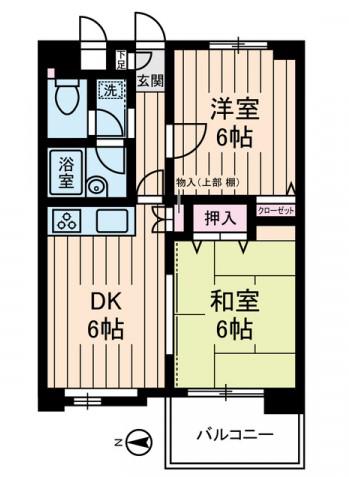 カピトール川崎Ⅰ(2DK/2階)の間取り写真
