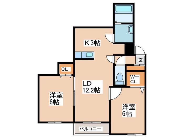 クラリス南10条(2LDK/4階)の間取り写真