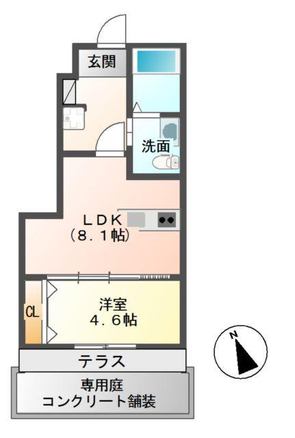 メイプル高洲(1LDK/1階)の間取り写真