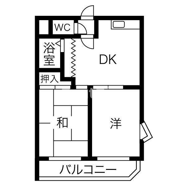 ムーンスターアサノ(2DK/3階)の間取り写真