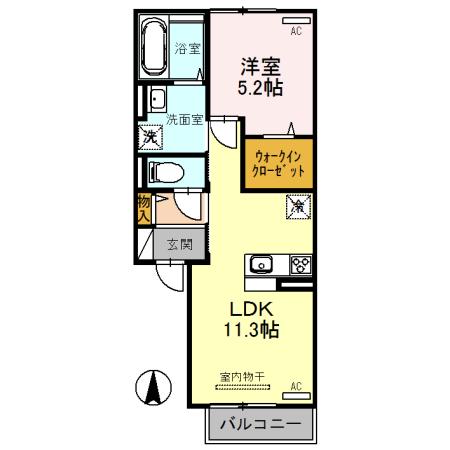 S-ROOM(1LDK/2階)の間取り写真