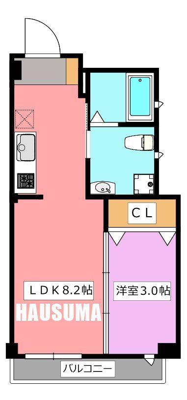 ラシーネ結(1LDK/1階)の間取り写真