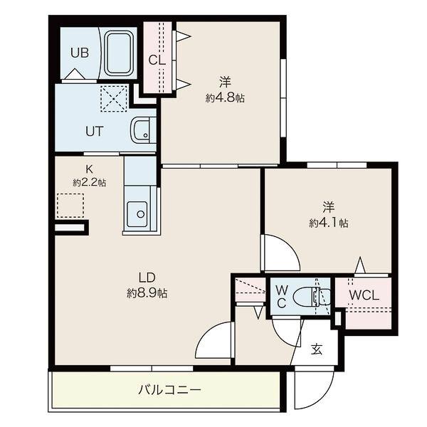 ファランドール南平岸(2LDK/2階)の間取り写真