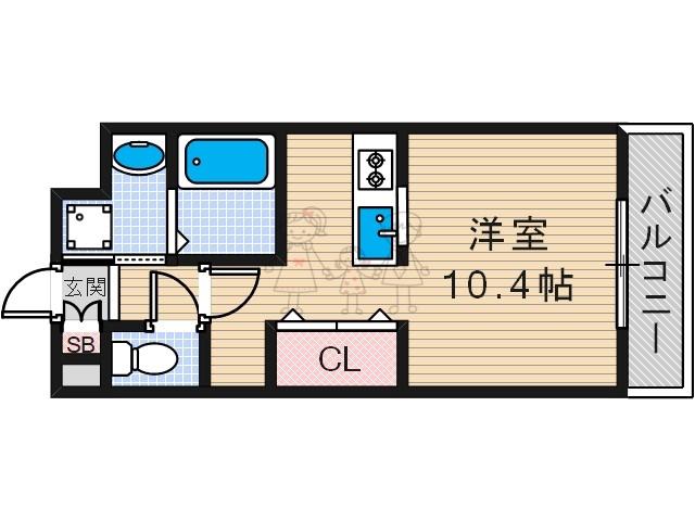 ヴィラ・ルーチェ(ワンルーム/4階)の間取り写真