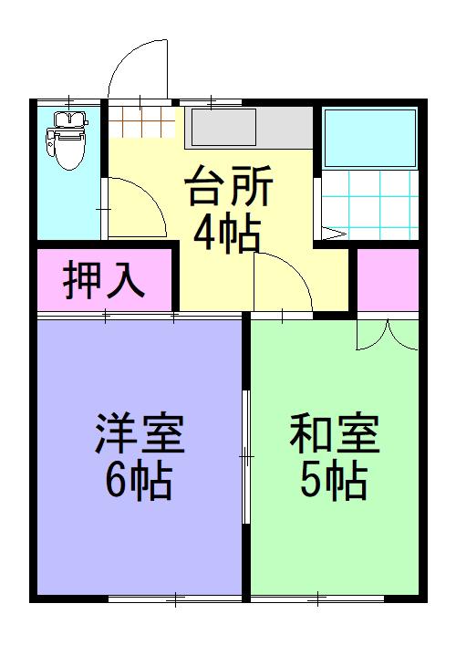 うす雪荘(2K/2階)の間取り写真