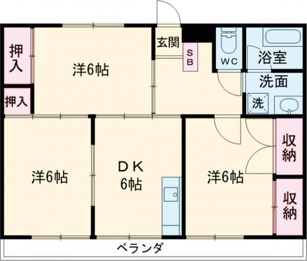 コスギハイツ(3DK/3階)の間取り写真